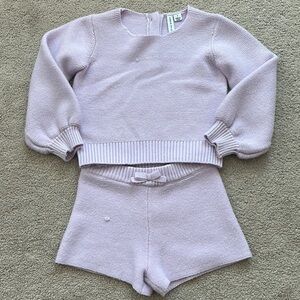 Lilac Knit Sweater and Shorts Set